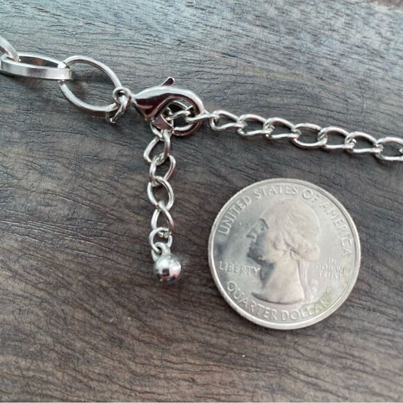 Blue Silver Chunky Necklace Long - Picture 7 of 8